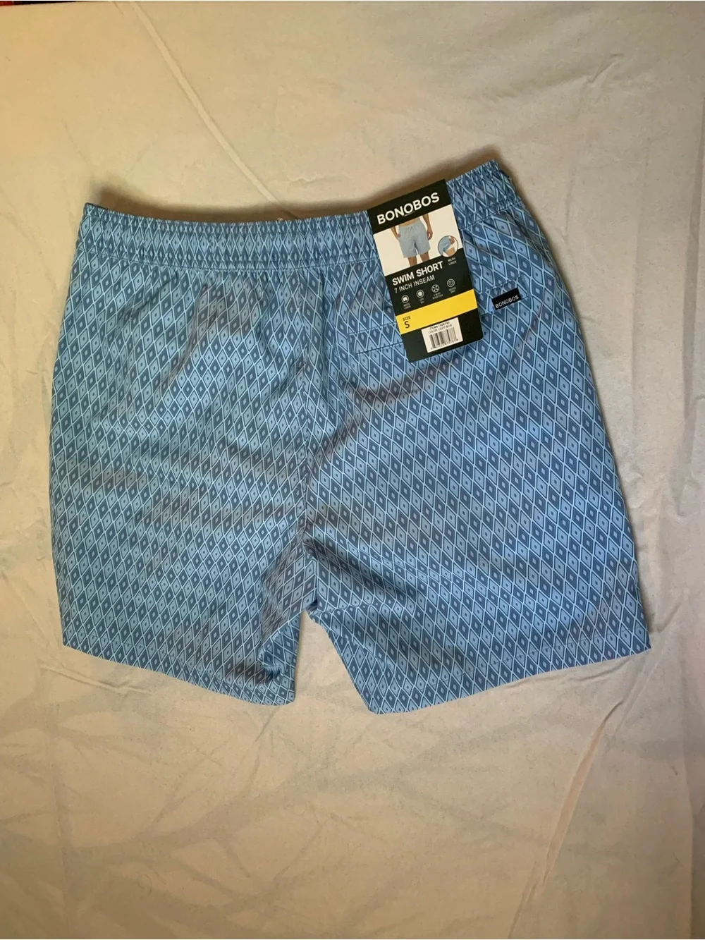 Bonobos Light Blue Diamond-Print Swim Trunks